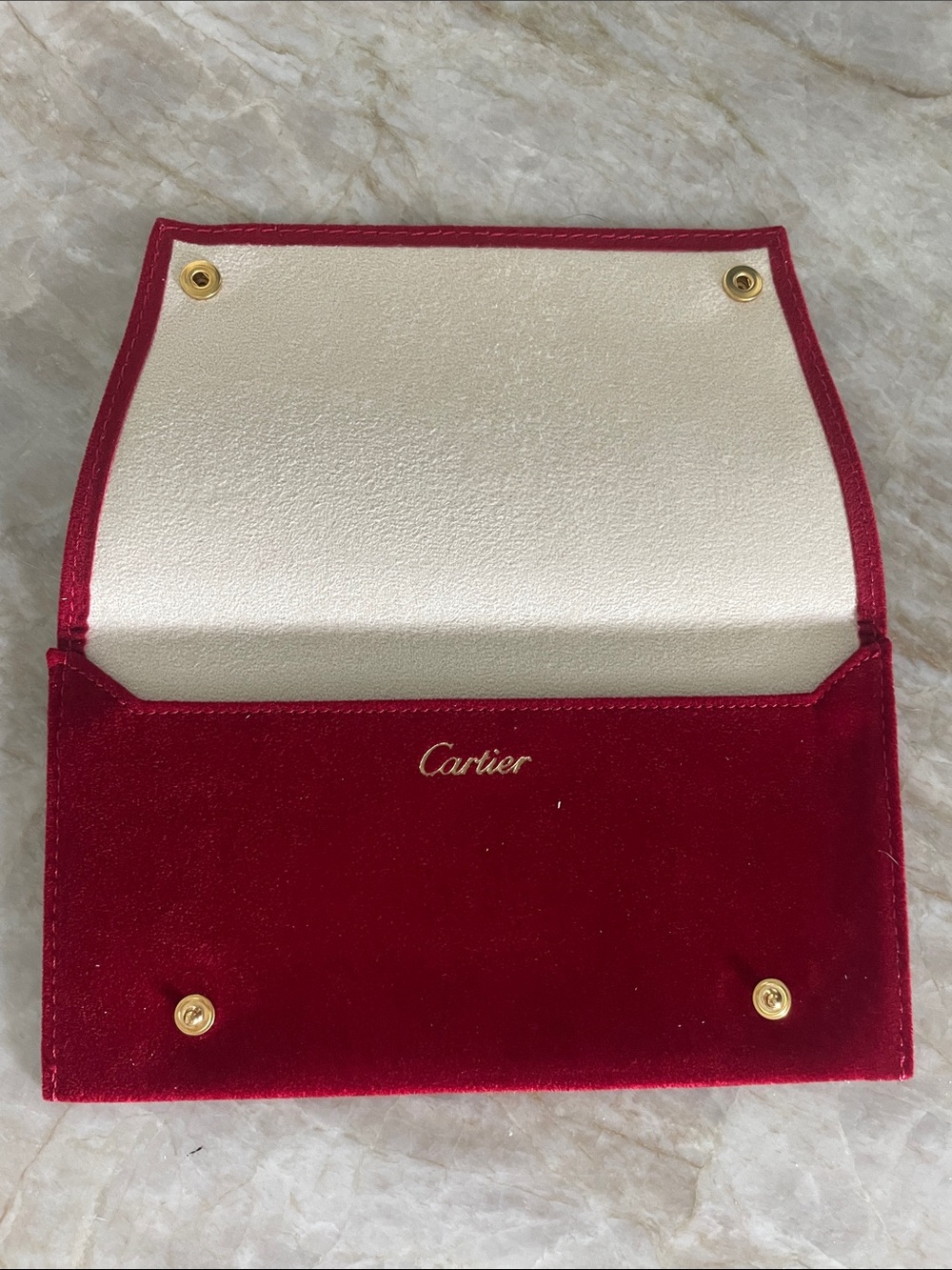 BRAND NEW! Cartier Red Velvet and Cream Lined Jewelry Case. 7.5 X 4 inches